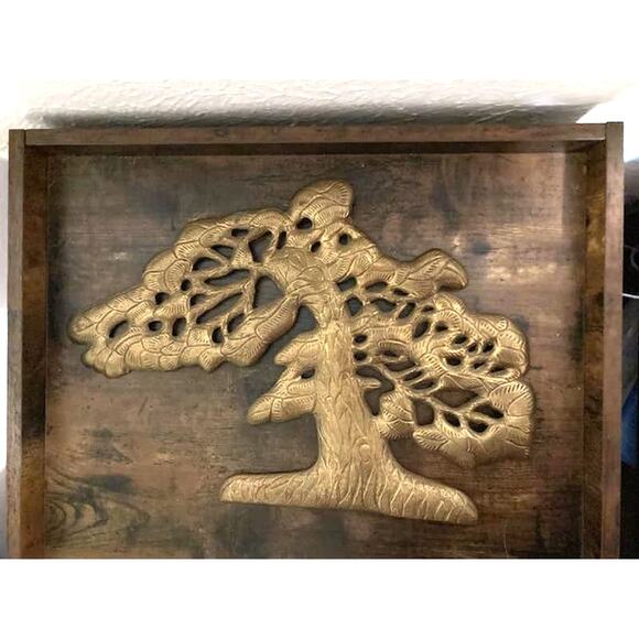 Mid Century BRASS Bonsai Tree - Made in India - Vintage Tree of Life Hanging - Picture 4 of 10